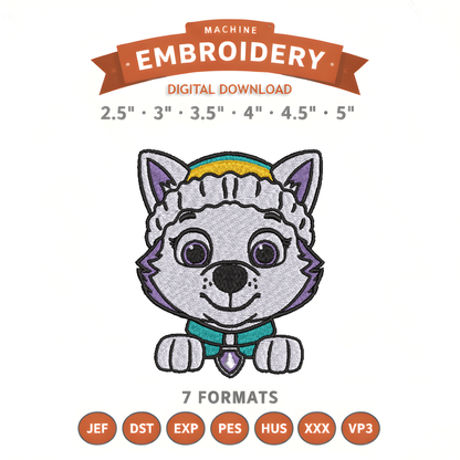 Paw Patrol Everest Embroidery Design File | Digital Download | 6 Sizes & 7 Formats Included Threaded Dreams