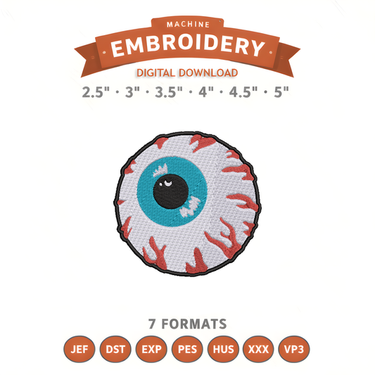 Halloween Spooky Eyeball Embroidery Design File | Digital Download | 6 Sizes & 7 Formats Included Threaded Dreams