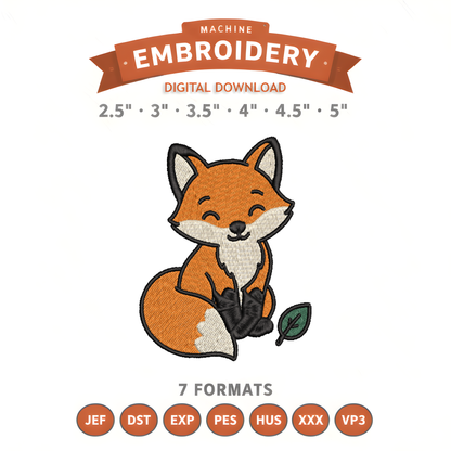 Woodland Fox Forest Animal Embroidery Design File | Digital Download | 6 Sizes & 7 Formats Included Threaded Dreams