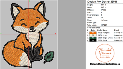 Woodland Fox Forest Animal Embroidery Design File | Digital Download | 6 Sizes & 7 Formats Included Threaded Dreams