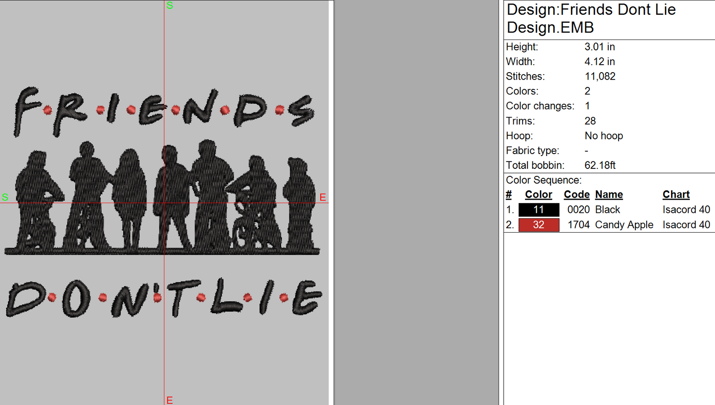 Friends Don't Lie Embroidery Design File | Digital Download | 6 Sizes & 7 Formats Included Threaded Dreams
