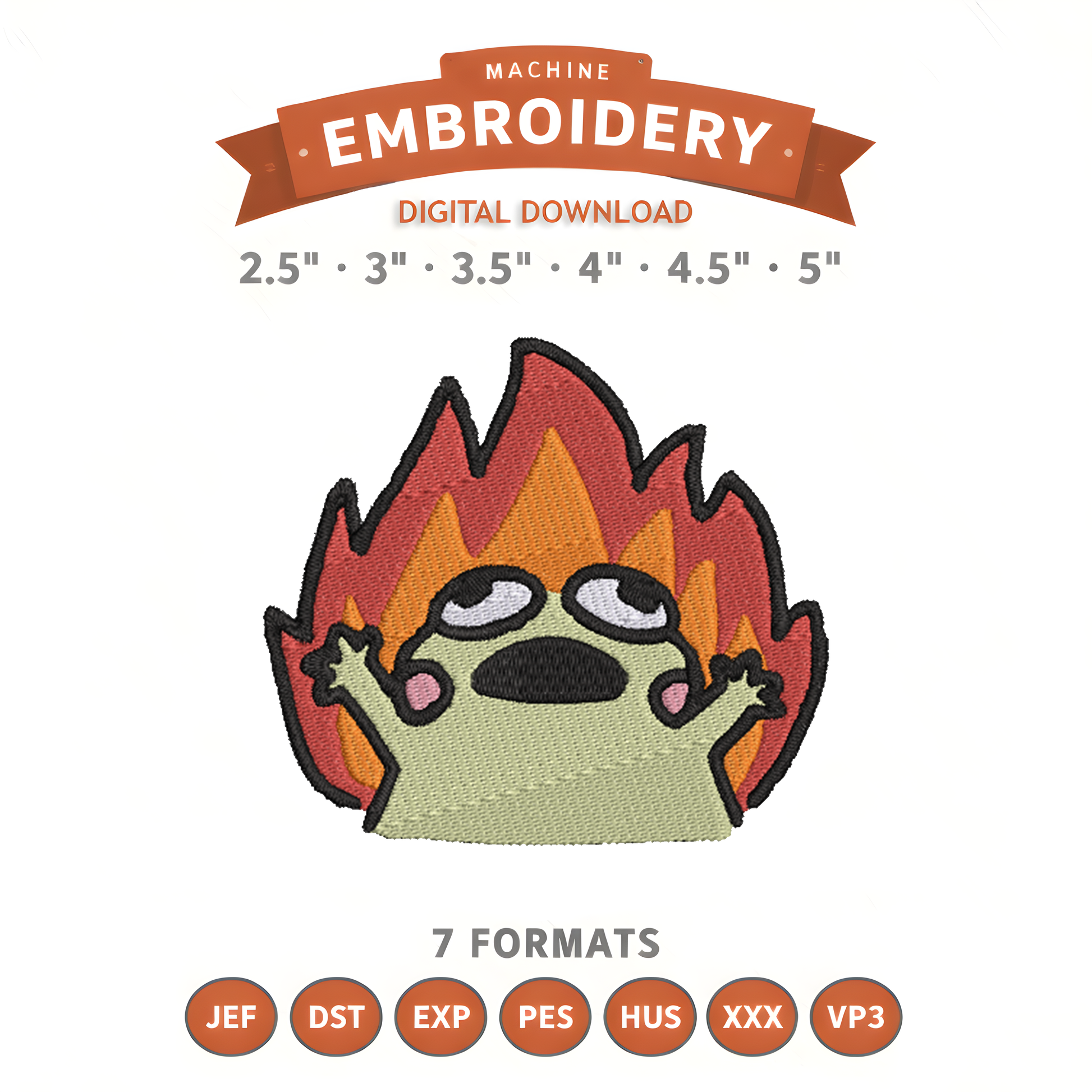 Fire Frog Meme Embroidery Design File | Digital Download | 6 Sizes & 7 Formats Included Threaded Dreams