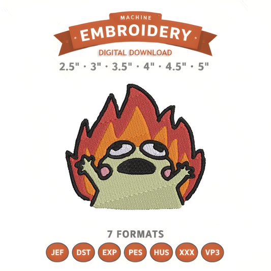 Fire Frog Meme Embroidery Design File | Digital Download | 6 Sizes & 7 Formats Included Threaded Dreams