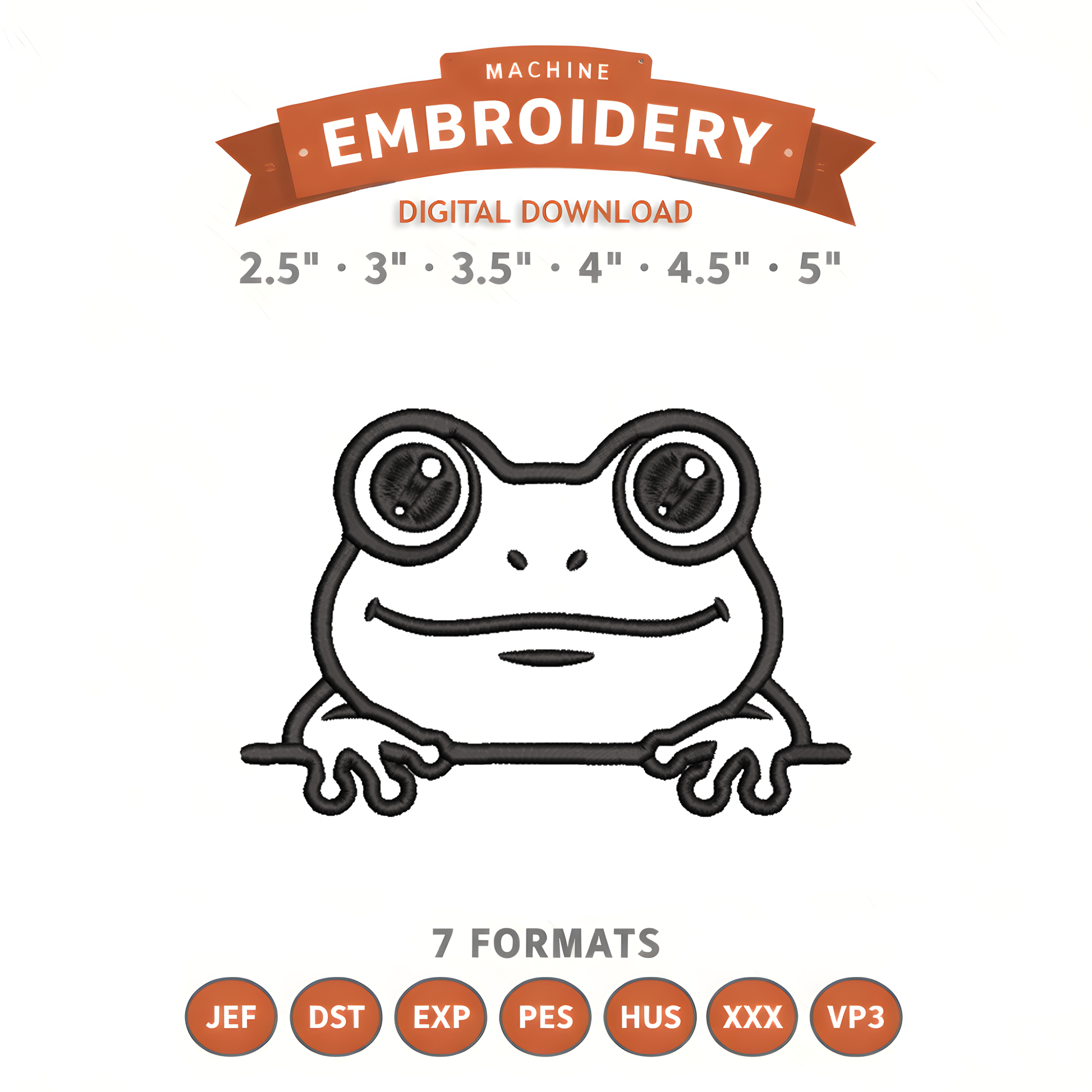 Frog Peeking Embroidery Design File | Digital Download | 6 Sizes & 7 Formats Included Threaded Dreams