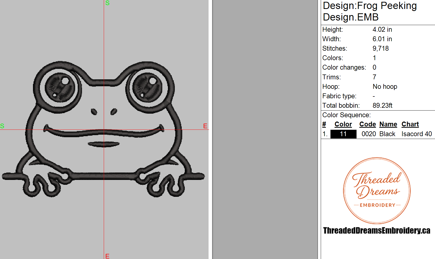 Frog Peeking Embroidery Design File | Digital Download | 6 Sizes & 7 Formats Included Threaded Dreams