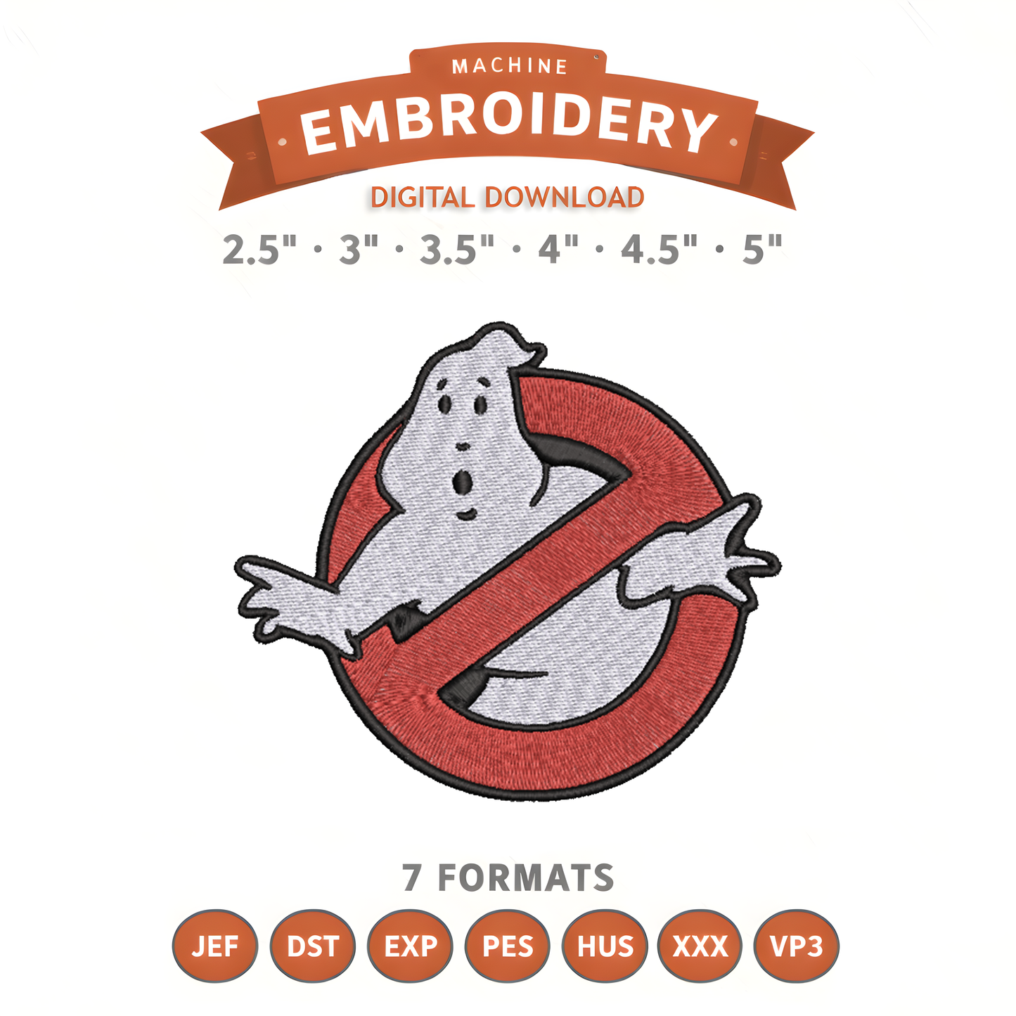 Ghostbusters Embroidery Design File | Digital Download | 6 Sizes & 7 Formats Included Threaded Dreams
