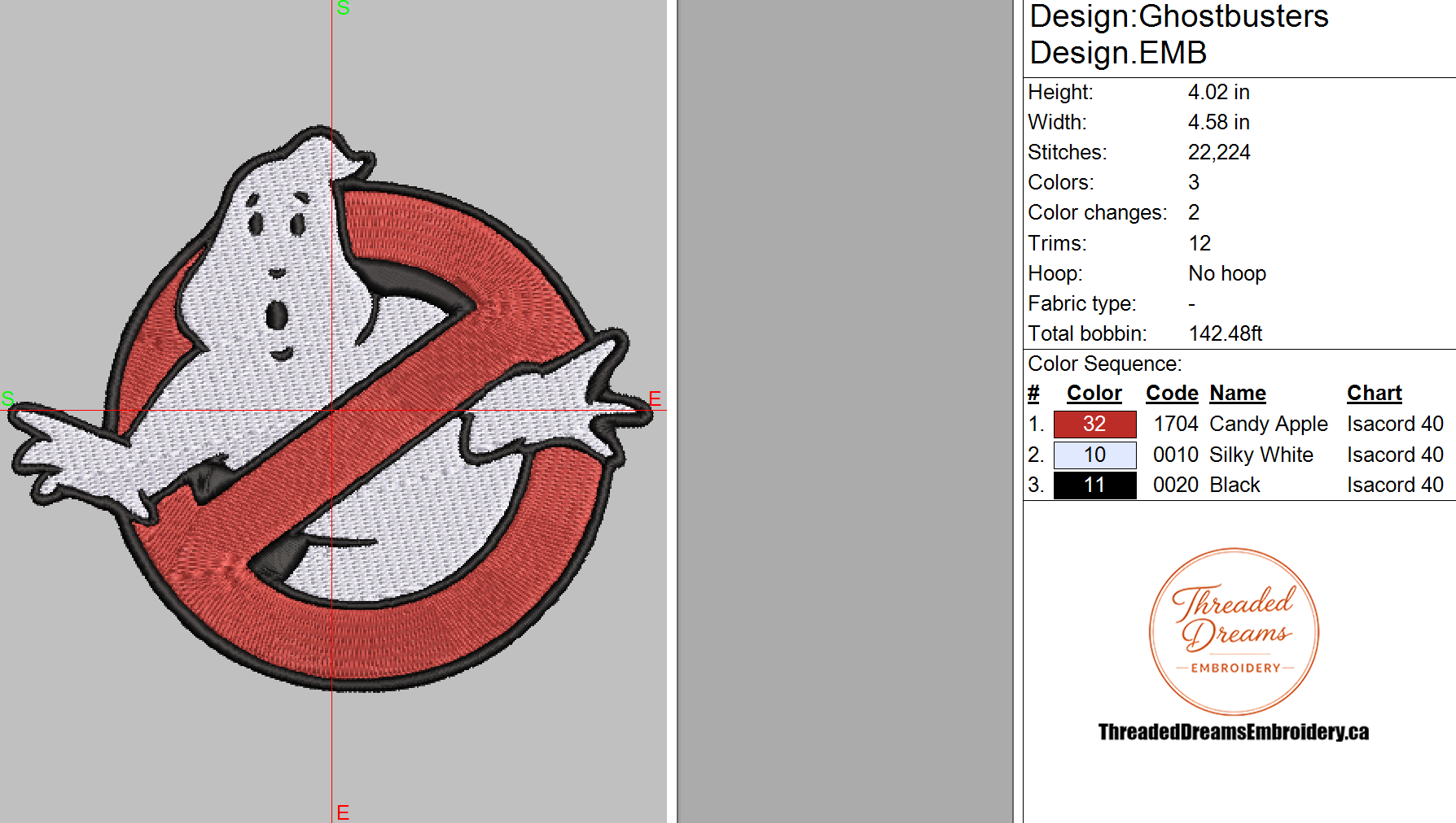 Ghostbusters Embroidery Design File | Digital Download | 6 Sizes & 7 Formats Included Threaded Dreams