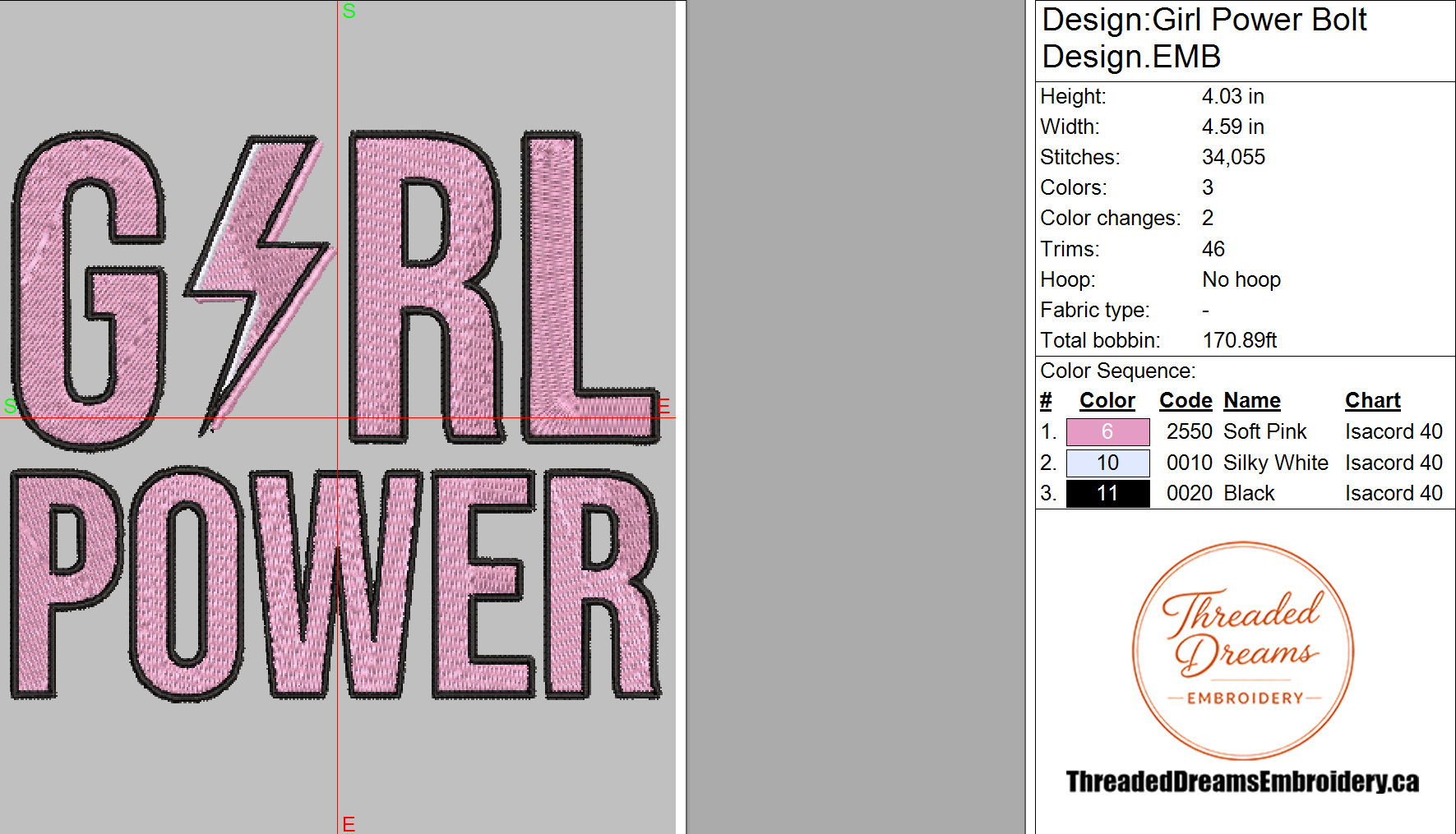 Girl Power Bolt Embroidery Design File | Digital Download | 6 Sizes & 7 Formats Included Threaded Dreams