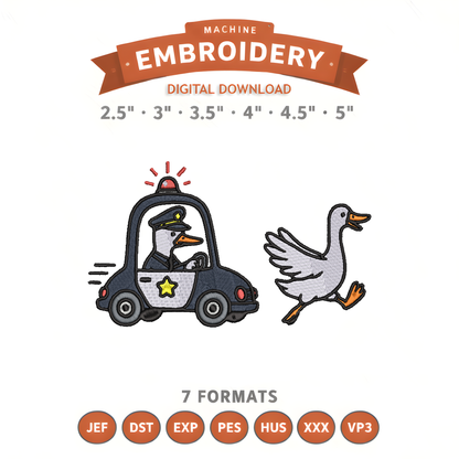 Silly Goose On The Loose Embroidery Design File | Digital Download | 6 Sizes & 7 Formats Included Threaded Dreams