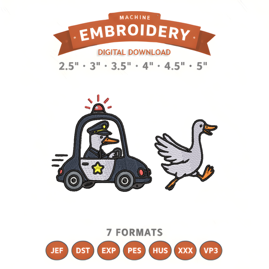 Silly Goose On The Loose Embroidery Design File | Digital Download | 6 Sizes & 7 Formats Included Threaded Dreams