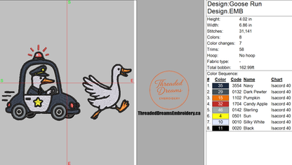 Silly Goose On The Loose Embroidery Design File | Digital Download | 6 Sizes & 7 Formats Included Threaded Dreams