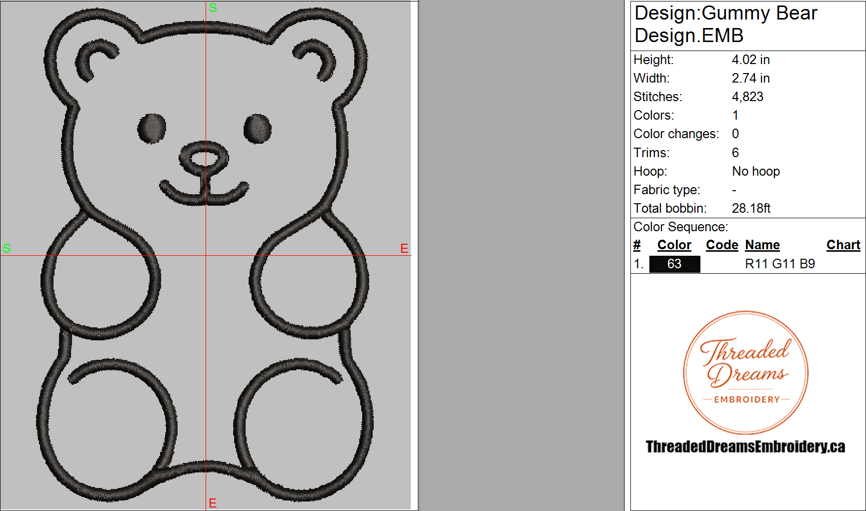 Gummy Bear Embroidery Design File | Digital Download | 6 Sizes & 7 Formats Included (Copy) Threaded Dreams