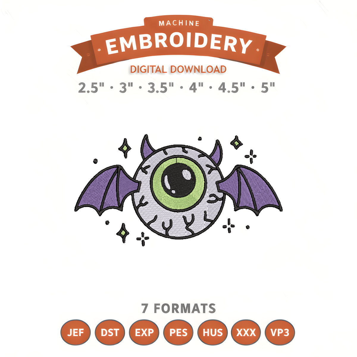 Halloween Bat Embroidery Design File | Digital Download | 6 Sizes & 7 Formats Included Threaded Dreams