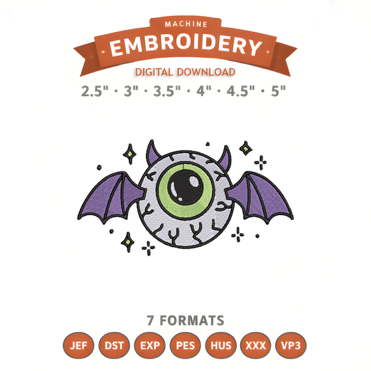 Halloween Bat Embroidery Design File | Digital Download | 6 Sizes & 7 Formats Included Threaded Dreams