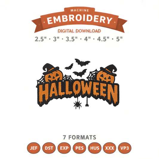 Halloween Embroidery Design File | Digital Download | 6 Sizes & 7 Formats Included Threaded Dreams