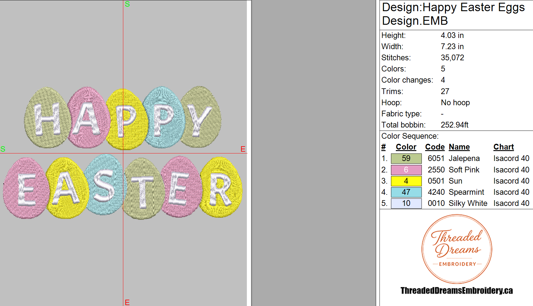 Happy Easter Eggs Embroidery Design File | Digital Download | 6 Sizes & 7 Formats Included Threaded Dreams