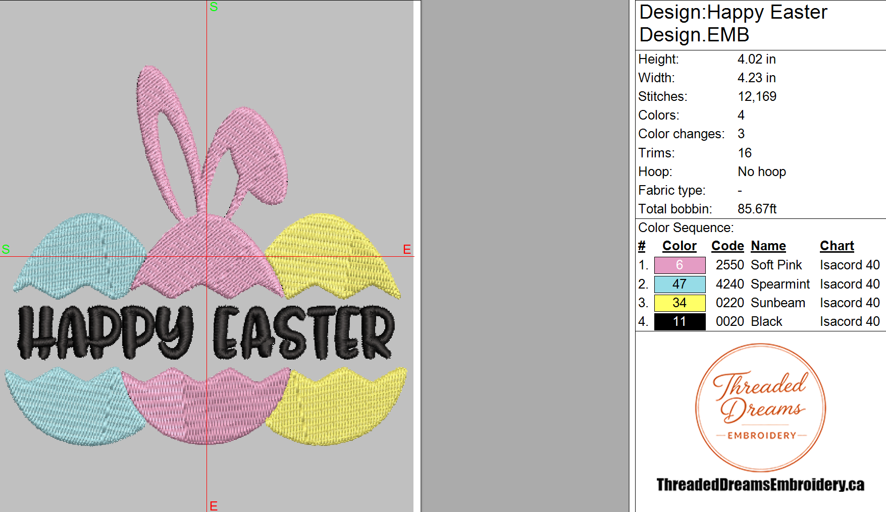 Happy Easter Embroidery Design File | Digital Download | 6 Sizes & 7 Formats Included Threaded Dreams