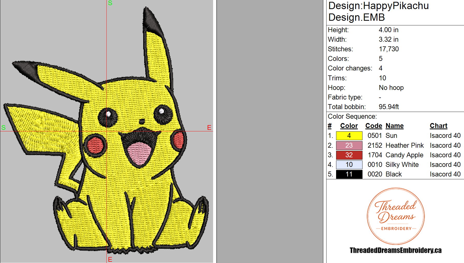 Pokémon Pikachu Embroidery Design File | Digital Download | 6 Sizes & 7 Formats Included Threaded Dreams