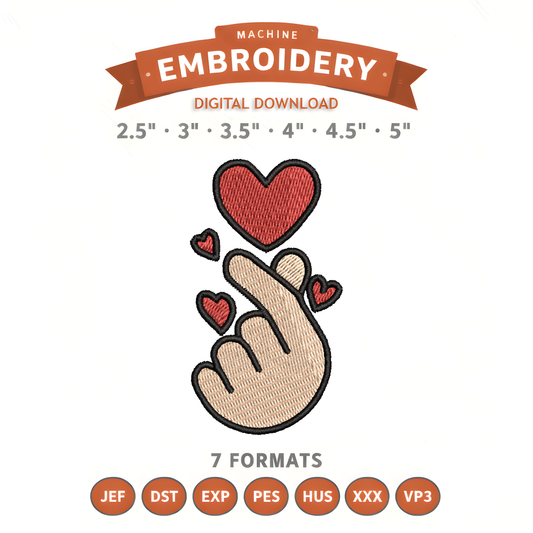Heart Snap Embroidery Design File | Digital Download | 6 Sizes & 7 Formats Included