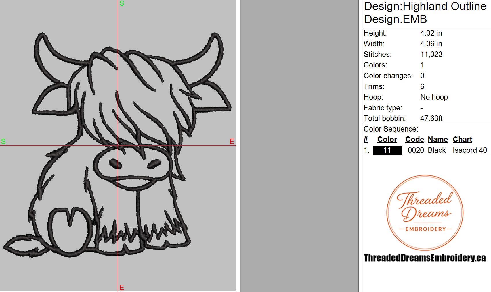 Cute Highland Cow Embroidery Design File | Digital Download | 6 Sizes & 7 Formats Included Threaded Dreams