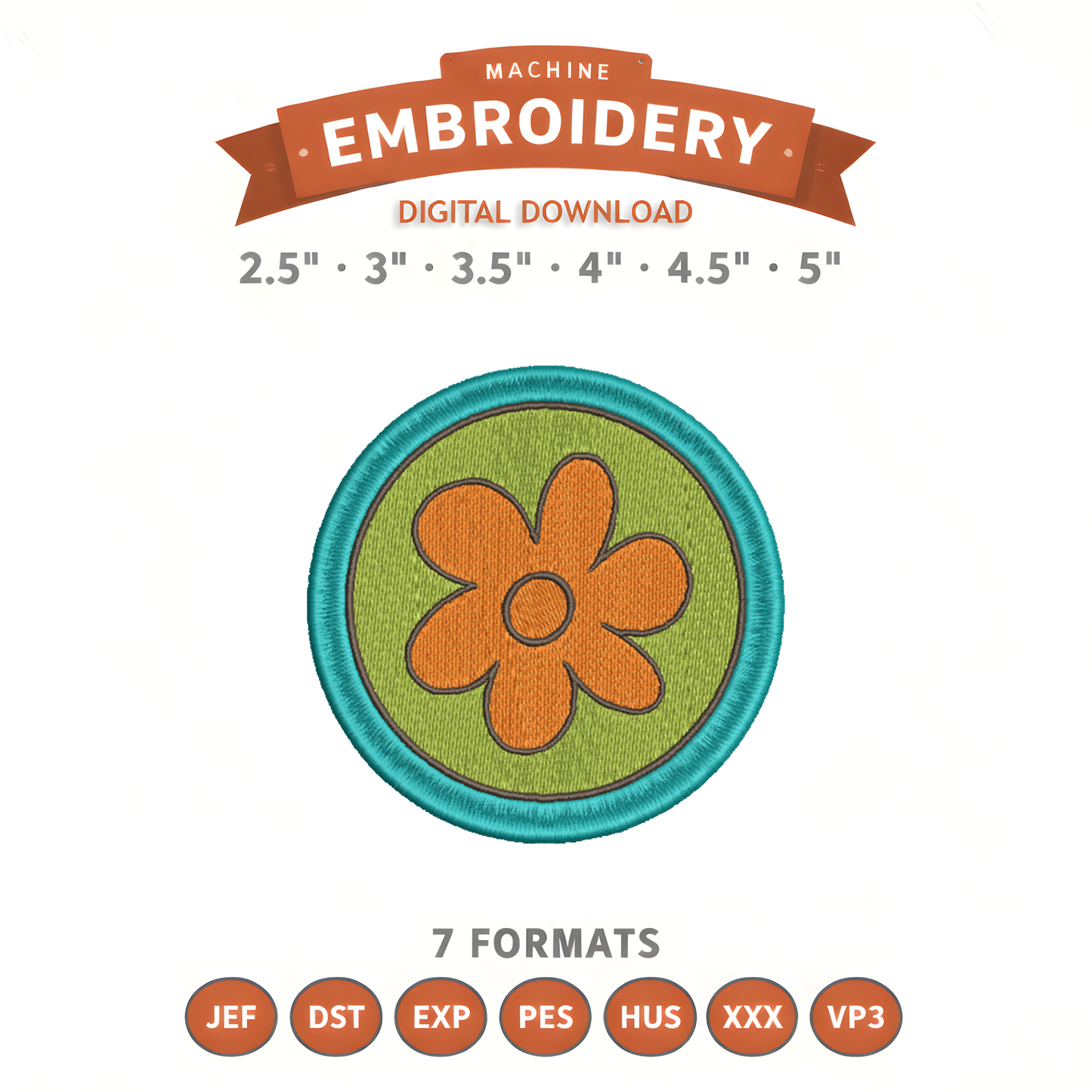 Scooby-Doo Flower Patch Embroidery Design File | Digital Download | 6 Sizes & 7 Formats Included Threaded Dreams