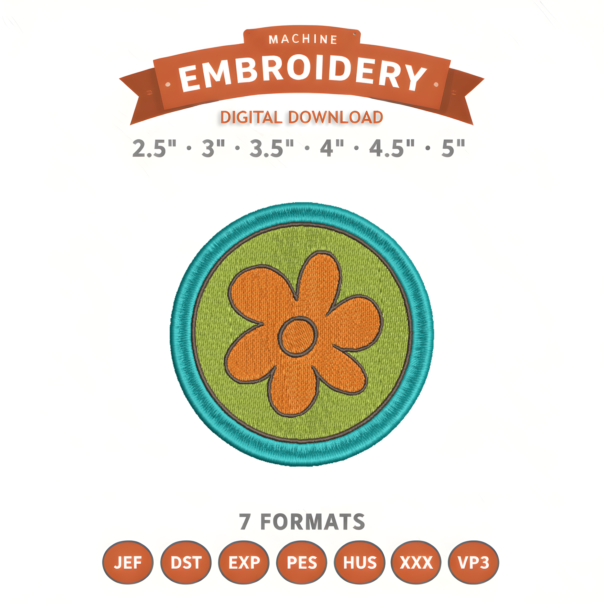 Scooby-Doo Flower Patch Embroidery Design File | Digital Download | 6 Sizes & 7 Formats Included Threaded Dreams