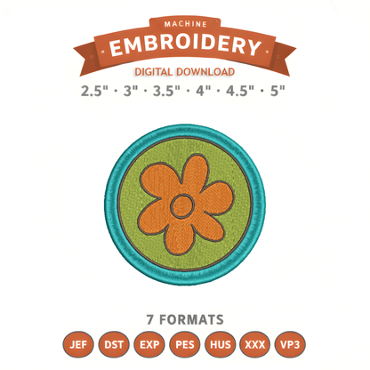 Scooby-Doo Flower Patch Embroidery Design File | Digital Download | 6 Sizes & 7 Formats Included Threaded Dreams