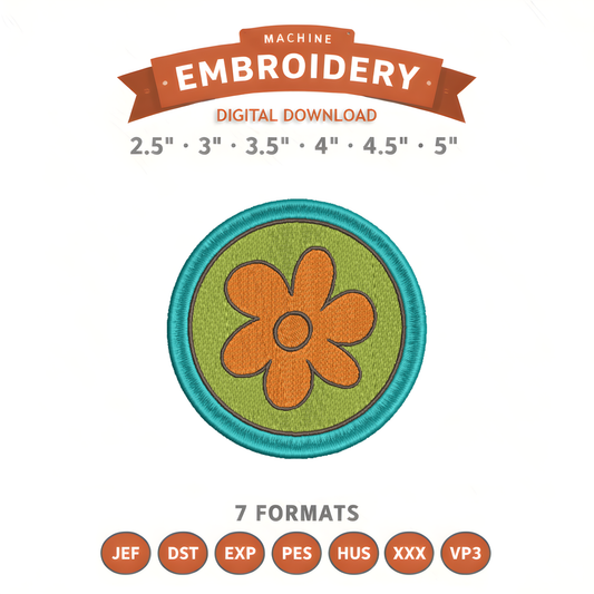 Scooby-Doo Flower Patch Embroidery Design File | Digital Download | 6 Sizes & 7 Formats Included Threaded Dreams