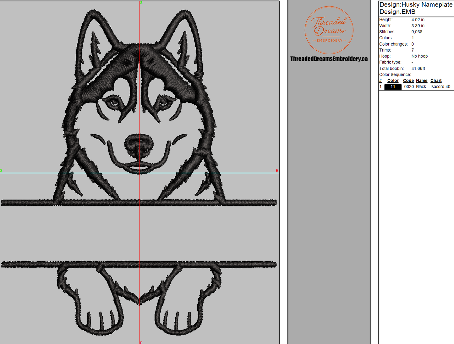 Husky Split Name Machine Embroidery Design File | Digital Download | 4 Sizes & 7 Formats Included Threaded Dreams