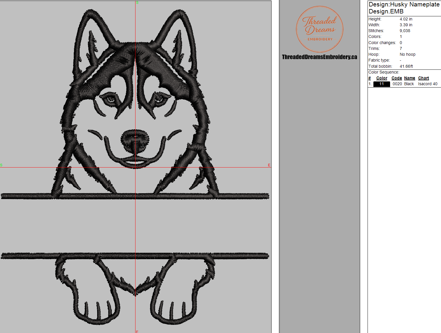 Husky Split Name Machine Embroidery Design File | Digital Download | 4 Sizes & 7 Formats Included Threaded Dreams