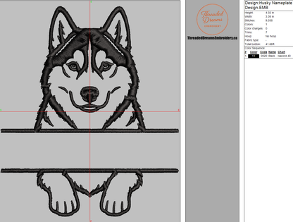 Husky Split Name Machine Embroidery Design File | Digital Download | 4 Sizes & 7 Formats Included Threaded Dreams