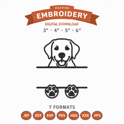 Labrador Split Name Machine Embroidery Design File | Digital Download | 4 Sizes & 7 Formats Included Threaded Dreams