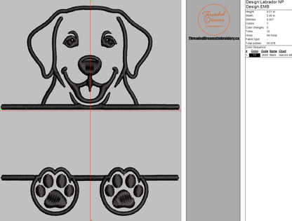 Labrador Split Name Machine Embroidery Design File | Digital Download | 4 Sizes & 7 Formats Included Threaded Dreams