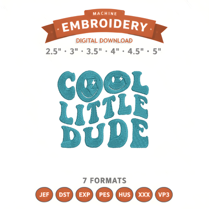 Cool Little Dude Embroidery Design File | Digital Download | 6 Sizes & 7 Formats Included Threaded Dreams