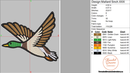 Mallard Embroidery Design File | Digital Download | 6 Sizes & 7 Formats Included