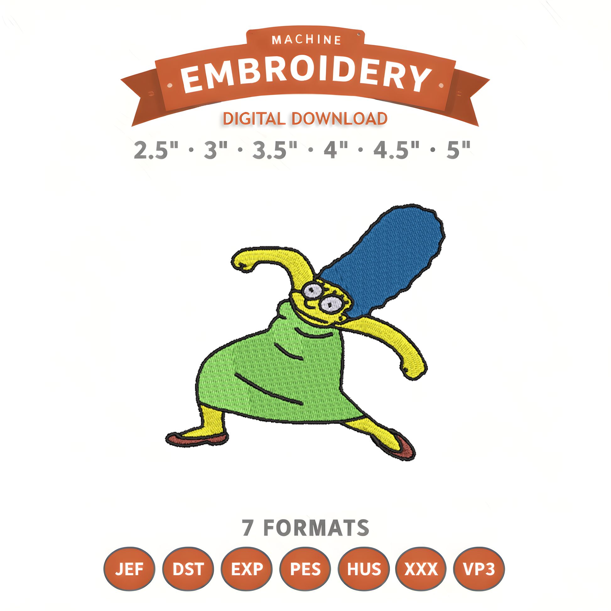 Marge Simpson Meme Embroidery Design File | Digital Download | 6 Sizes & 7 Formats Included Threaded Dreams