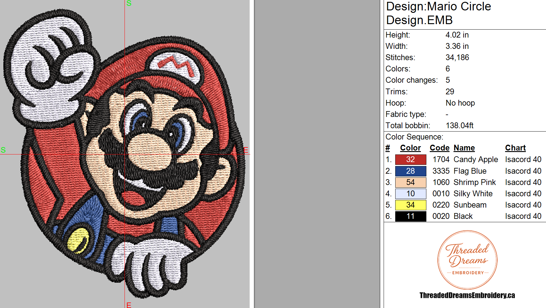 Mario Embroidery Design File | Digital Download | 6 Sizes & 7 Formats Included Threaded Dreams