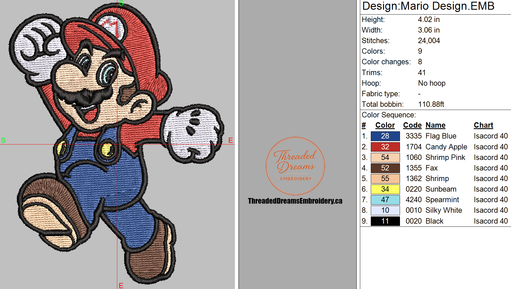 Mario Embroidery Design File | Digital Download | 6 Sizes & 7 Formats Included Threaded Dreams
