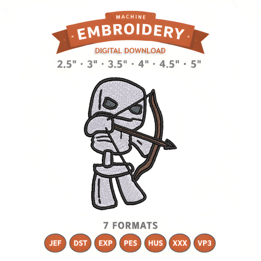 Minecraft Skeleton Embroidery Design File | Digital Download | 6 Sizes & 7 Formats Included Threaded Dreams