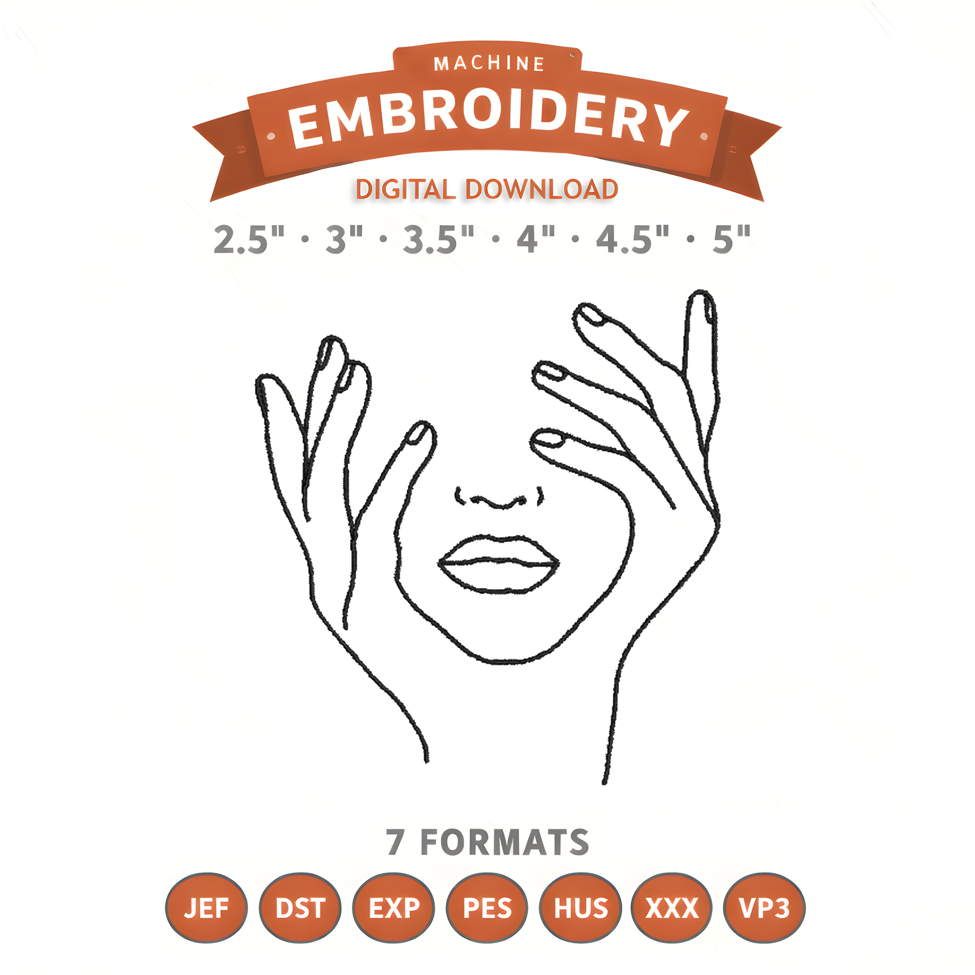 Minimalist Face Embroidery Design File | Digital Download | 6 Sizes & 7 Formats Included Threaded Dreams