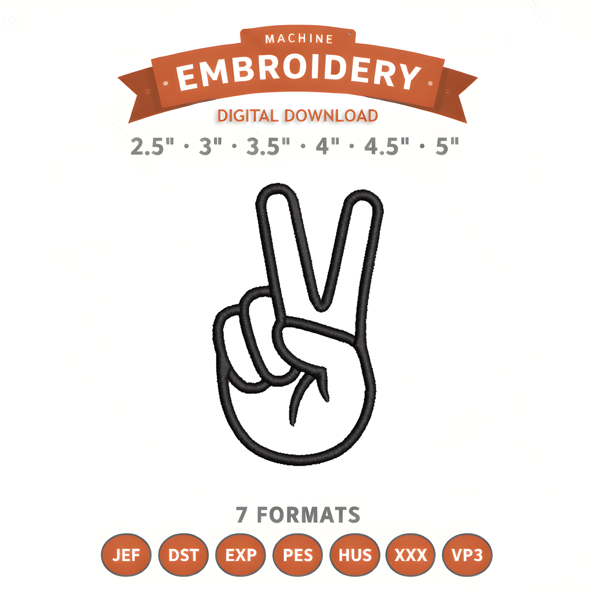 Peace Sign Embroidery Design File | Digital Download | 6 Sizes & 7 Formats Included Threaded Dreams