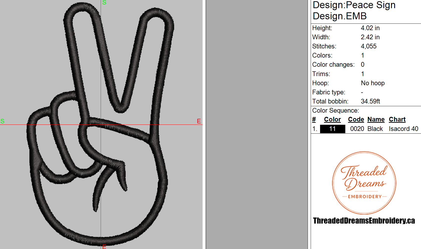 Peace Sign Embroidery Design File | Digital Download | 6 Sizes & 7 Formats Included Threaded Dreams