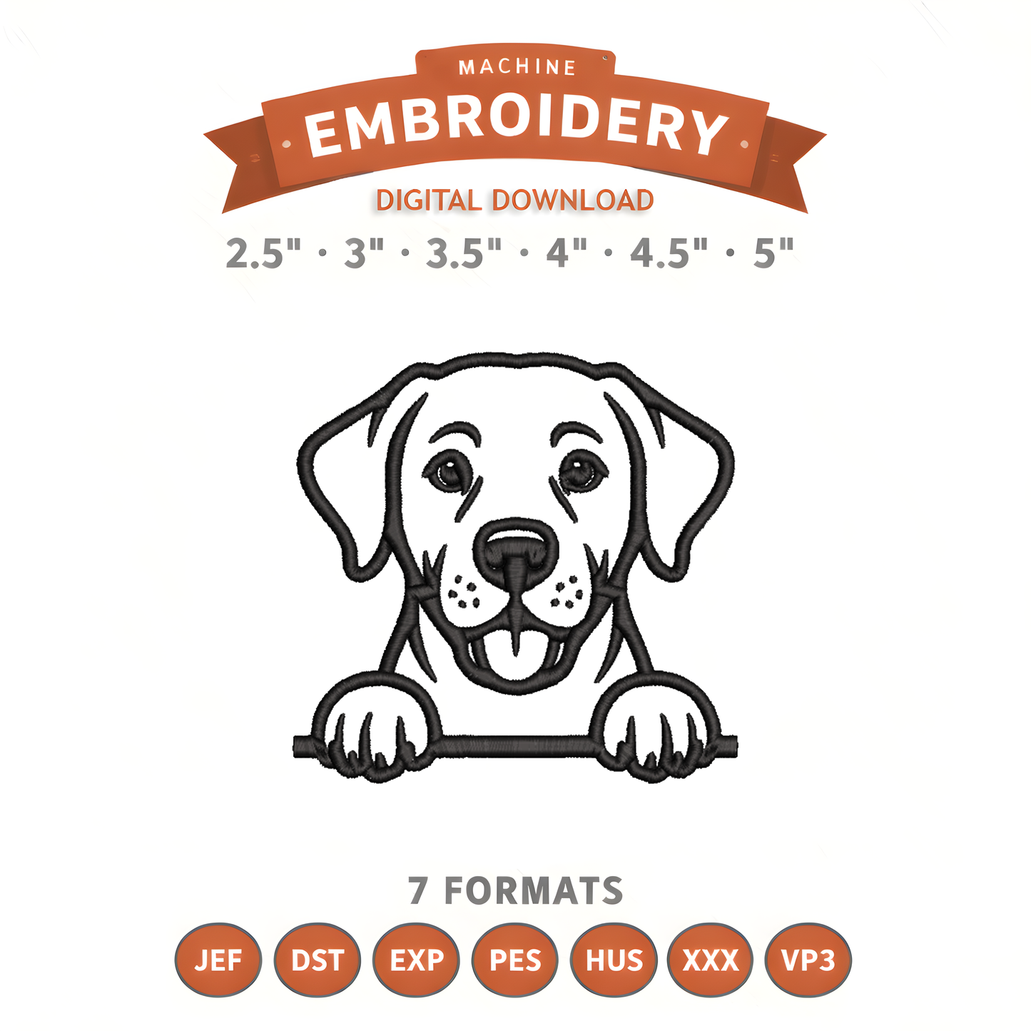 Peeking Lab Outline Embroidery Design File | Digital Download | 6 Sizes & 7 Formats Included Threaded Dreams