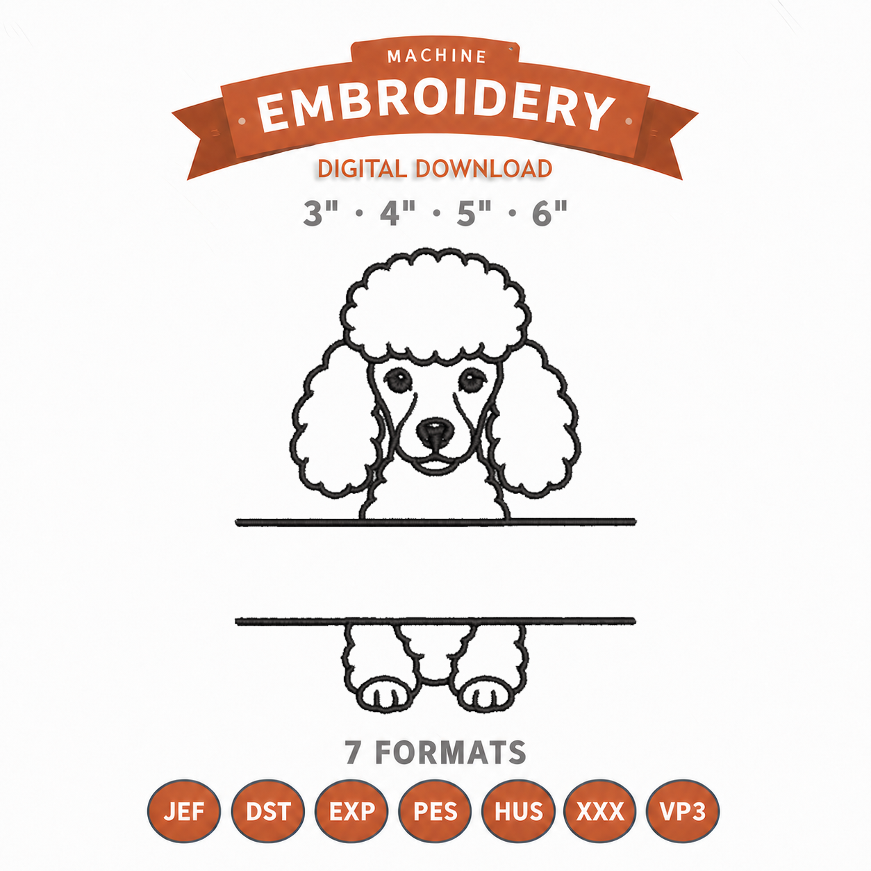 Poodle Split Name Machine Embroidery Design File | Digital Download | 4 Sizes & 7 Formats Included Threaded Dreams