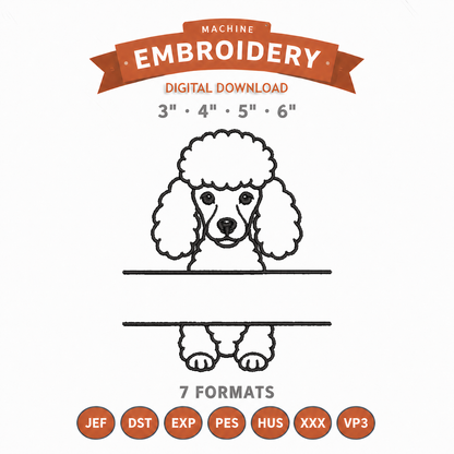 Poodle Split Name Machine Embroidery Design File | Digital Download | 4 Sizes & 7 Formats Included Threaded Dreams