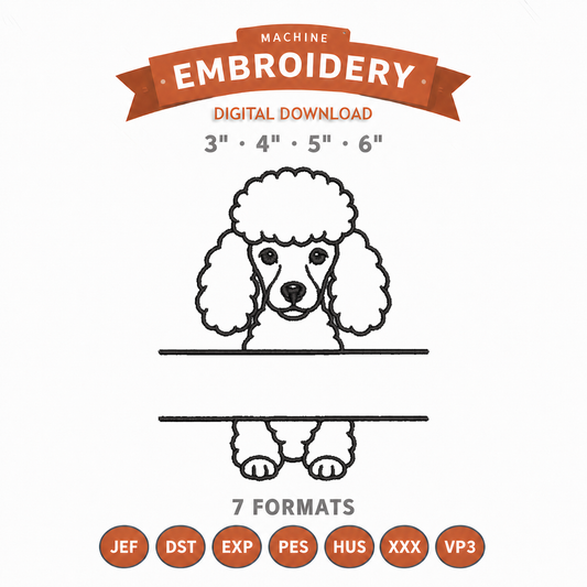 Poodle Split Name Machine Embroidery Design File | Digital Download | 4 Sizes & 7 Formats Included Threaded Dreams
