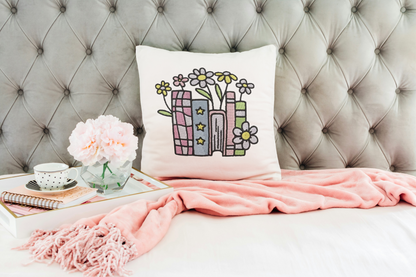 Floral Book Stack Embroidery Design File | Digital Download | 6 Sizes & 7 Formats Included Threaded Dreams