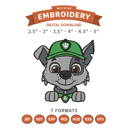 Paw Patrol Rocky Embroidery Design File | Digital Download | 6 Sizes & 7 Formats Included Threaded Dreams