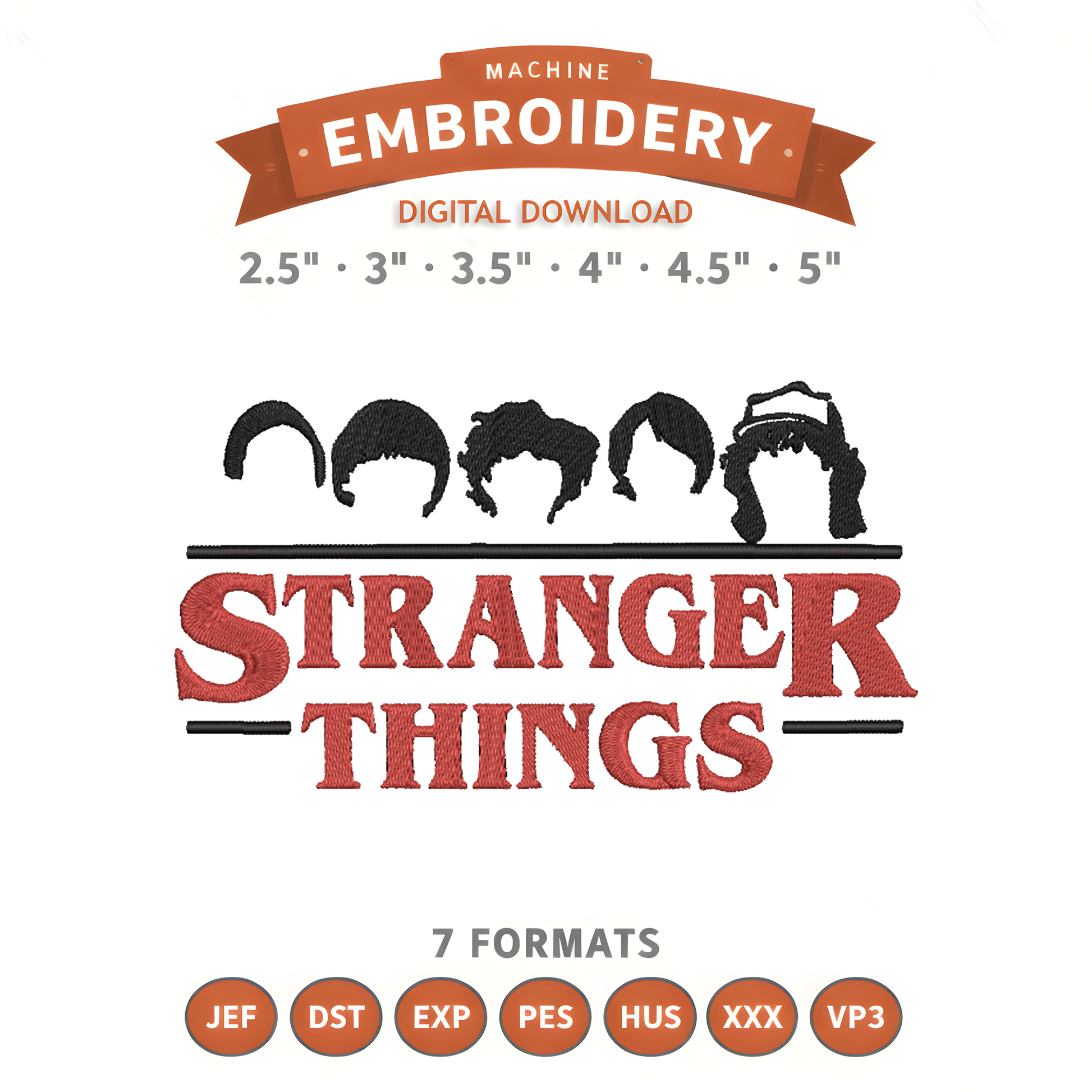 Stranger Things Embroidery Design File | Digital Download | 6 Sizes & 7 Formats Included Threaded Dreams
