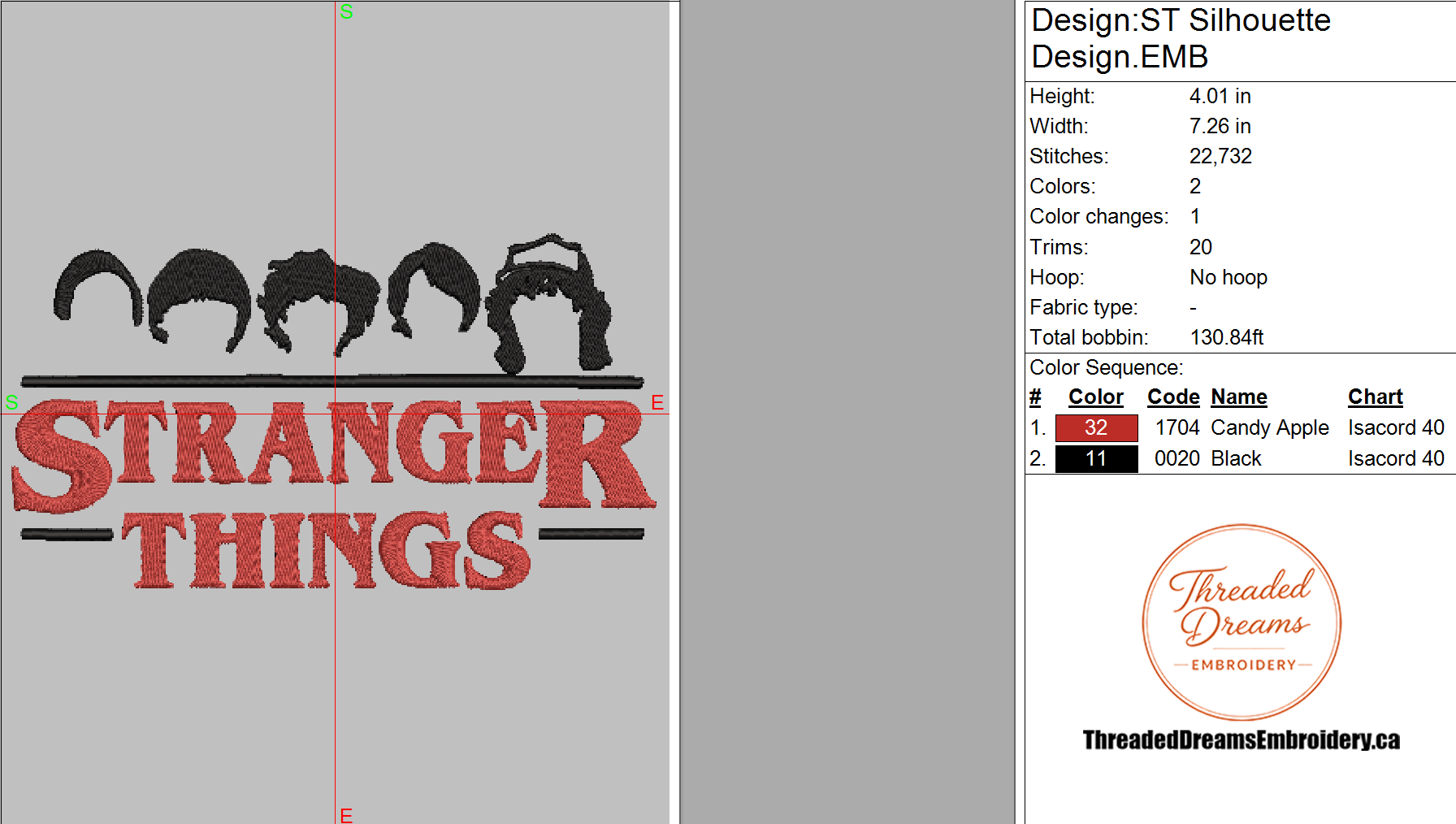 Stranger Things Embroidery Design File | Digital Download | 6 Sizes & 7 Formats Included Threaded Dreams